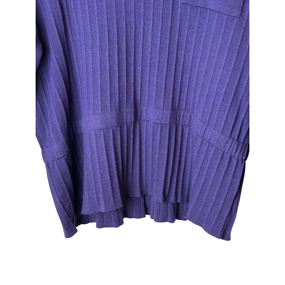 Bitte Kai Rand Rib Knit Sweater Women Medium Purple Lambswool Silk Peplum Hem - Picture 4 of 9